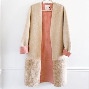 💖 ZARA 💖 faux shearling/pink suede teddy coat